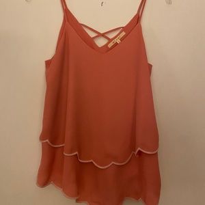 Miami pink scallop blouse